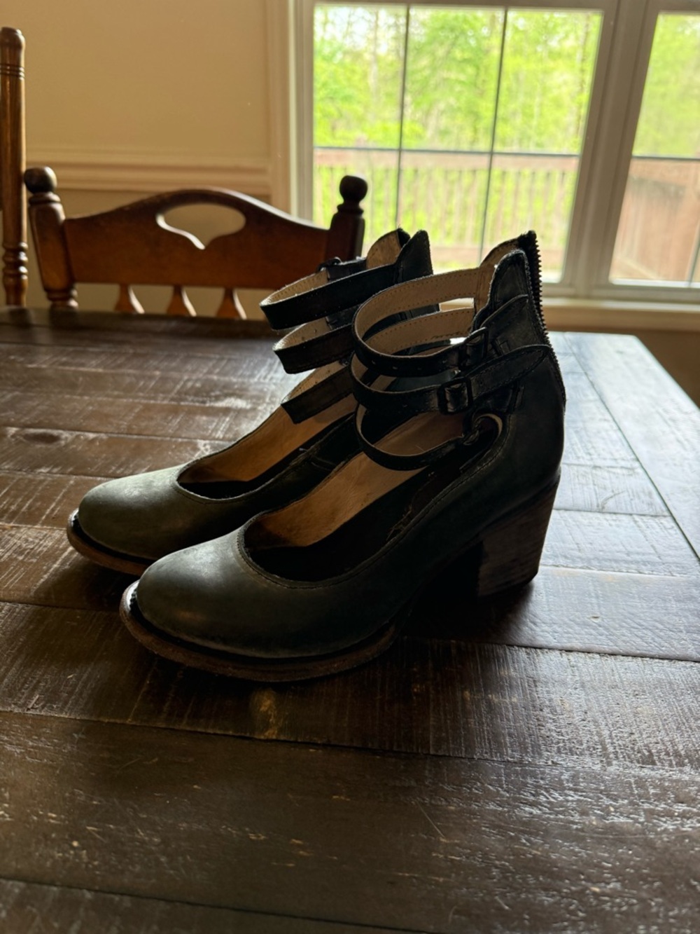 freebird black Multi-Strap Block Heel Pumps